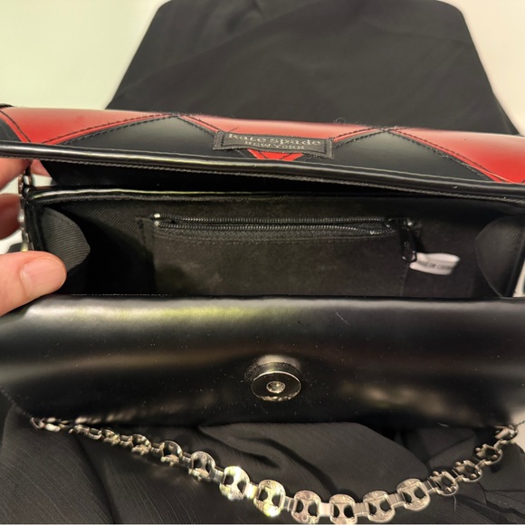 kate spade new york Black Red Colorblock Shoulder Bag Silver Hardware Chain Logo - Picture 5 of 9